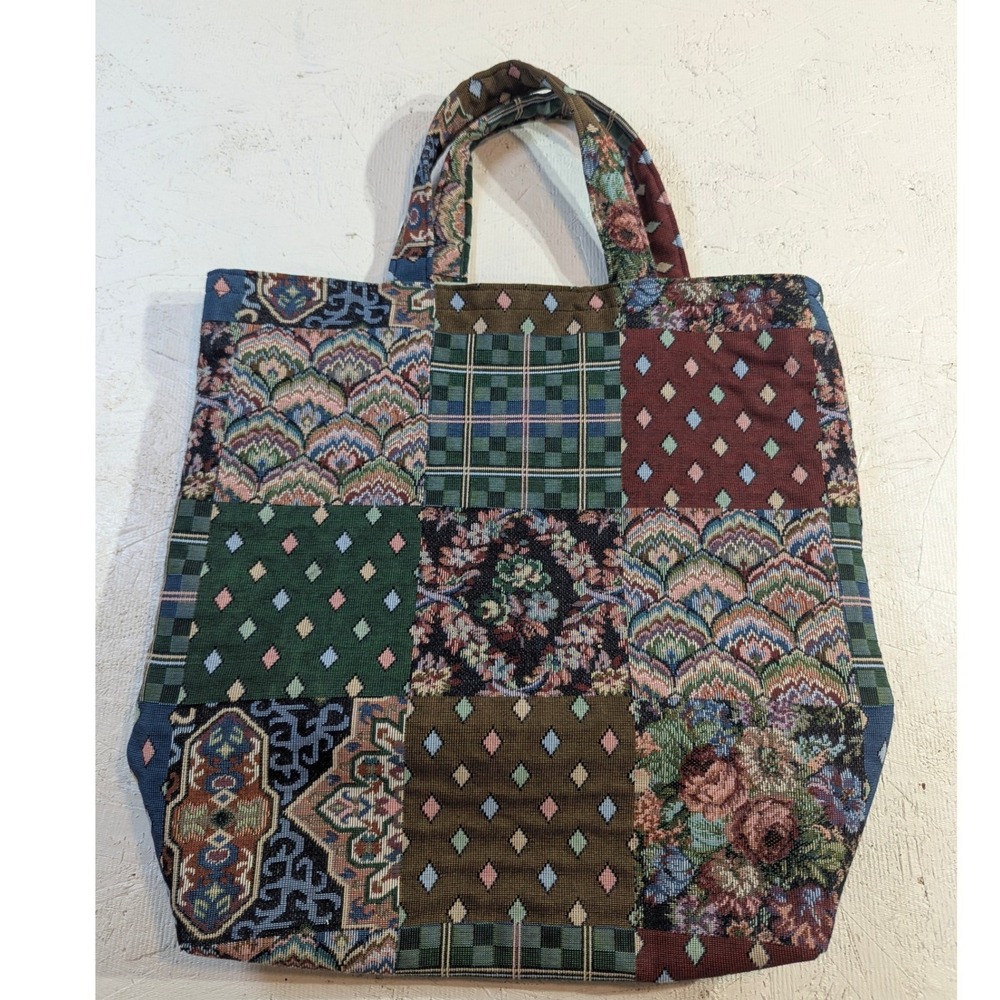 Patchwork Tote Bag Tapestry Floral Boho Shoulder Bag - Picture 7 of 8